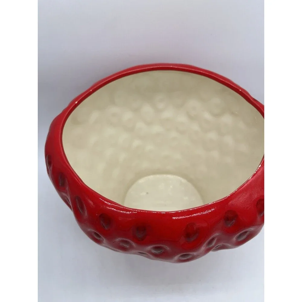 LARGE Strawberry Shaped  Canister Cookie Jar 11
